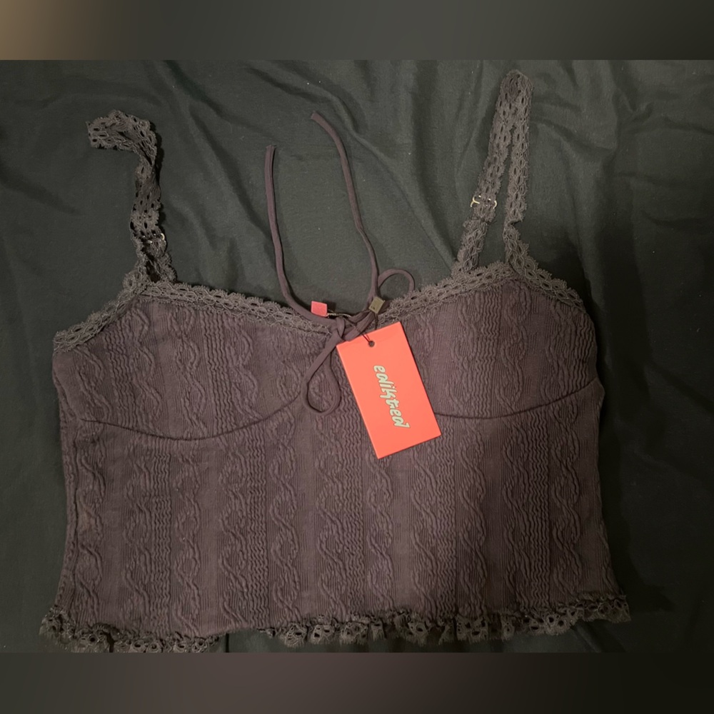 Brand new navy lace top size S